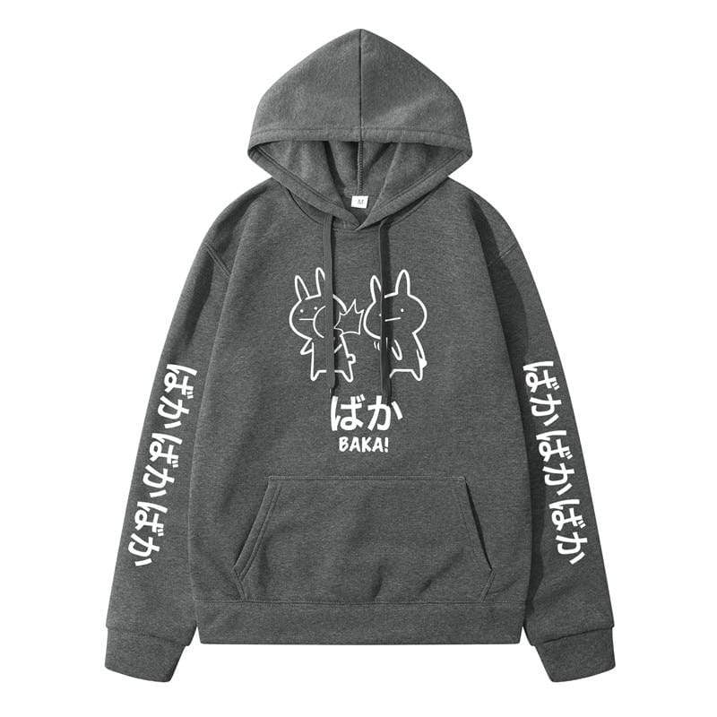2020 Baka Rabbit Slap Hoodies Japan Anime Funny Cute Thick Hoody High Quality Black Japanese Sweatshirt Pullover
