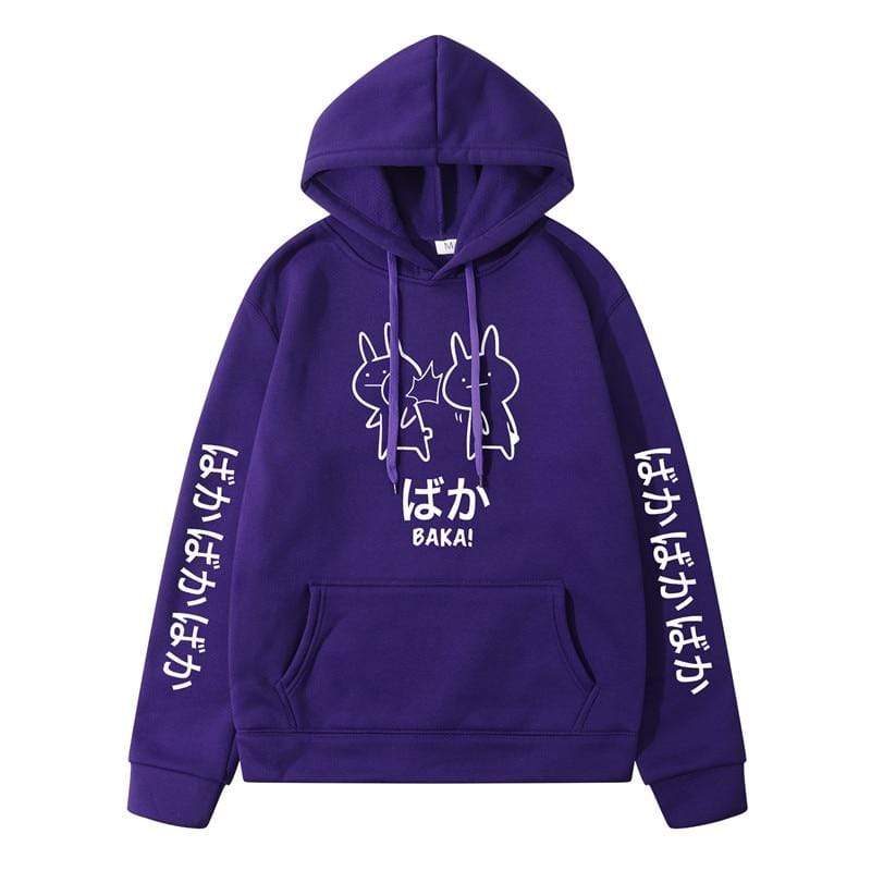 2020 Baka Rabbit Slap Hoodies Japan Anime Funny Cute Thick Hoody High Quality Black Japanese Sweatshirt Pullover