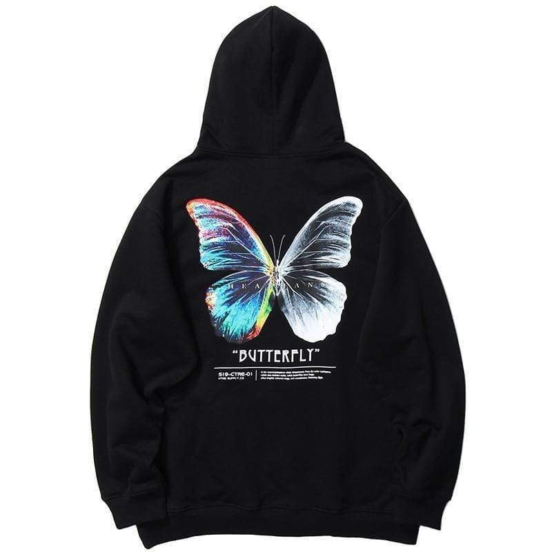 2020 Men Hip Hop Sweatshirt Hoodie Color Butterfly Streetwear Harajuku Pullover Hoodie Cotton Fleece Winter Autumn Black Hoodie