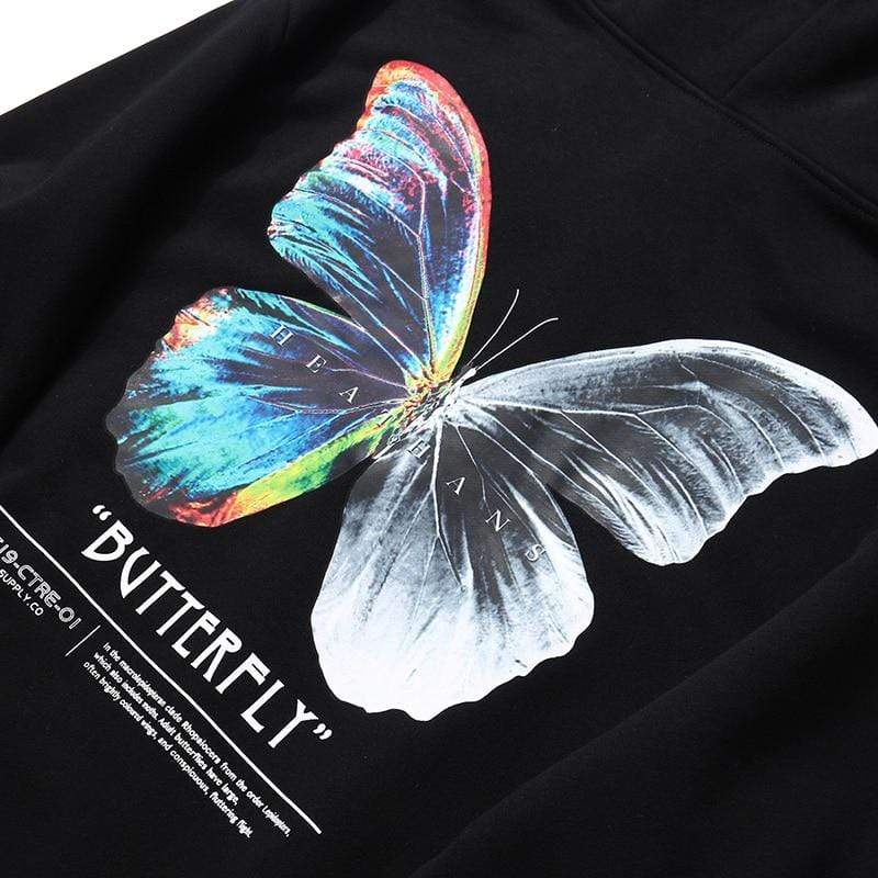 2020 Men Hip Hop Sweatshirt Hoodie Color Butterfly Streetwear Harajuku Pullover Hoodie Cotton Fleece Winter Autumn Black Hoodie