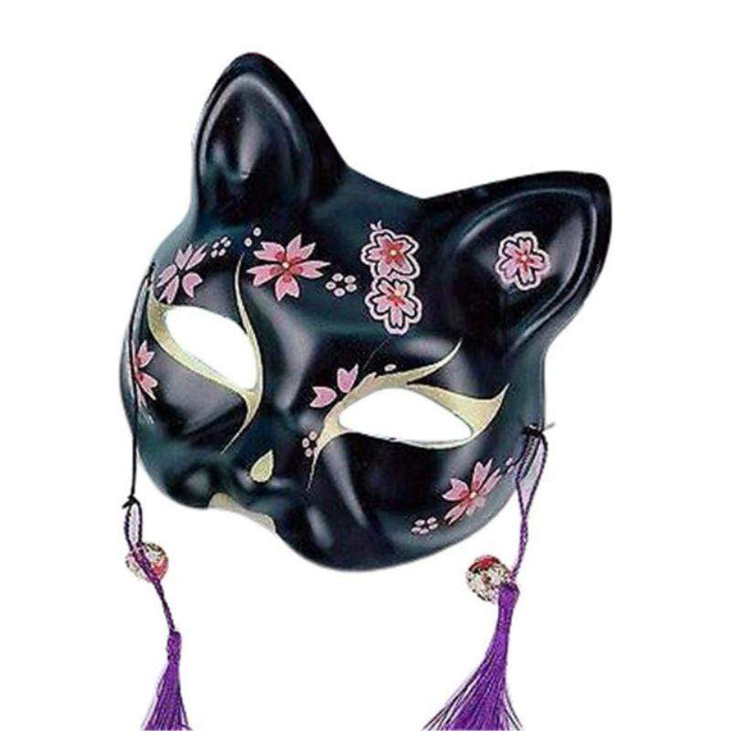 2020 Unisex Japanese Fox Mask With Tassels&Bell Non-toxic Cosplay Hand Painted 3D Fox Mask Costumes Props Accessories