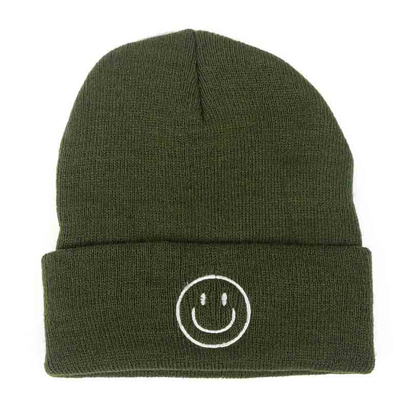 2021 Men Knitted Hats Hip Hop Streetwear Face Embroidery Skullies Beanies Hats Fashion Harajuku Cotton Soft Warm Caps Black