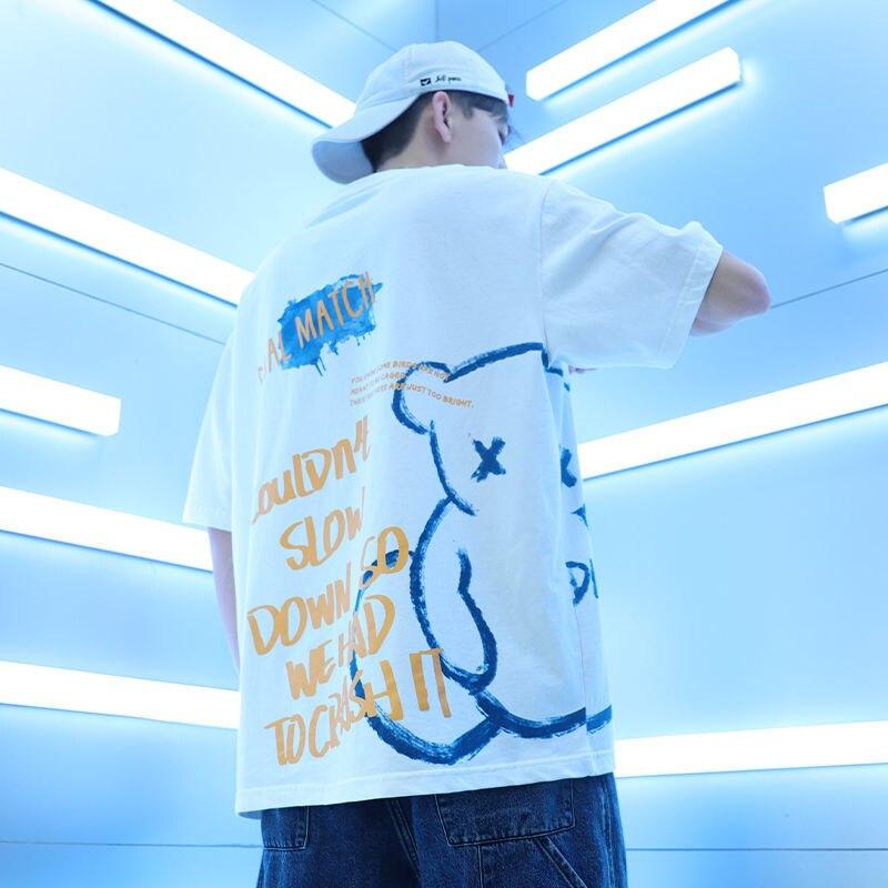 2021 summer new short-sleeved t-shirt men's tide loose japanese style wild streetwear ins trend Unisex Hip Hop couple clothes