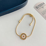 AOMU New Trendy Vintage Korea Japan Flower Bracelet Earrings Hairclip Elegant Floral Summer Bracelet for Women Jewerly