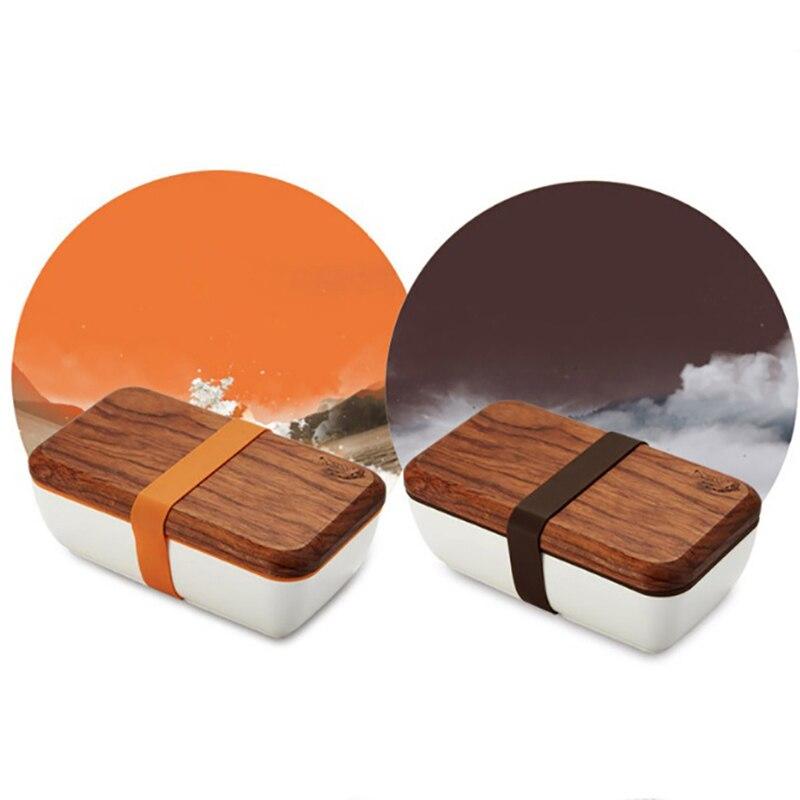 Ceramic Bento Box With Wooden Lid