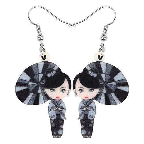 Black Geisha </br> Japanese Earrings