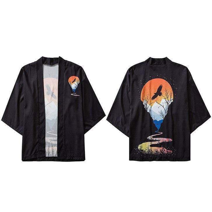 Black Japanese Kimono Shirt