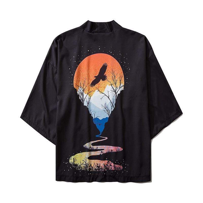 Black Japanese Kimono Shirt