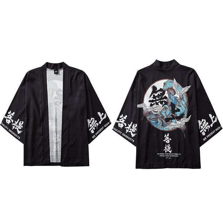 Black Kimono Shirt | Japanese Temple
