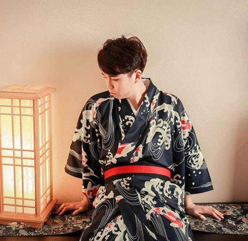 Apheafashion Black/Brown Male Kimono