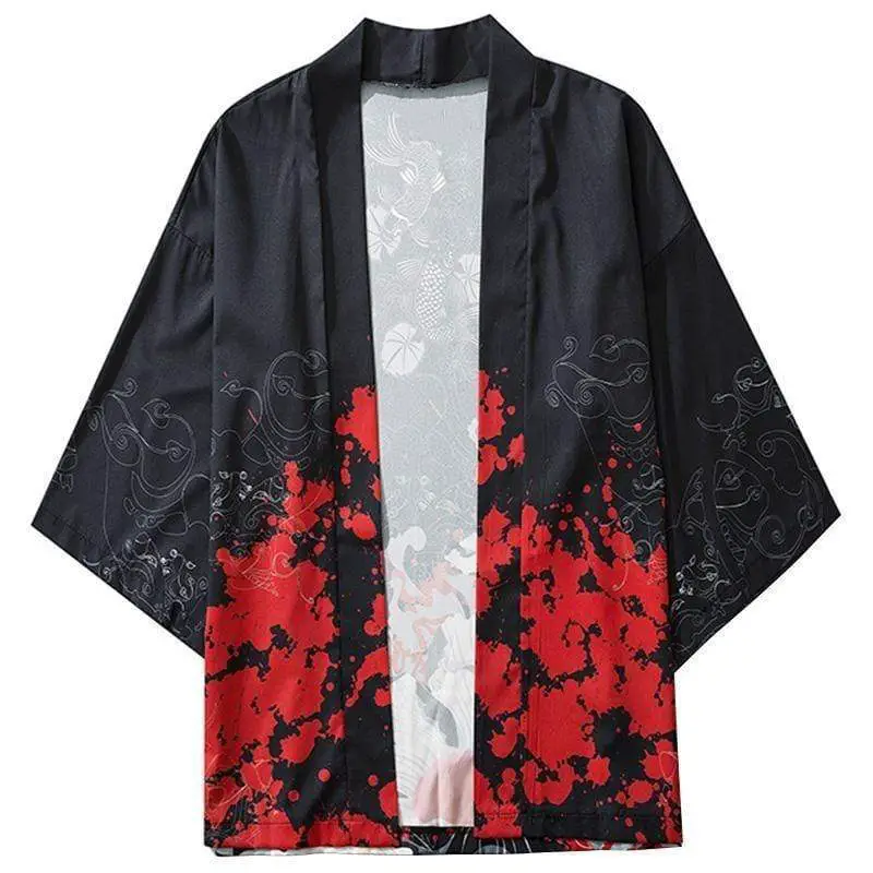 Black and Red Men's Kimono | Japanese Temple