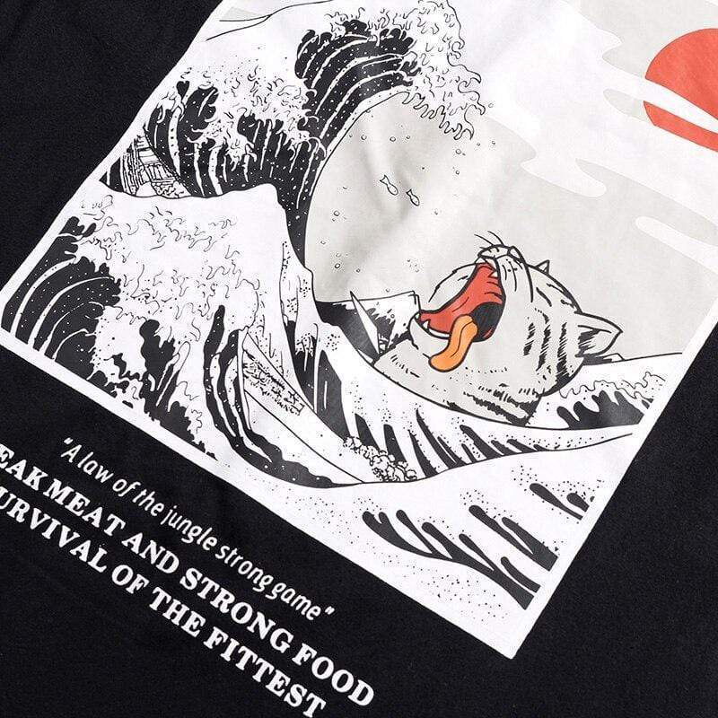 Funny Cat Waves </br> Japanese Shirt