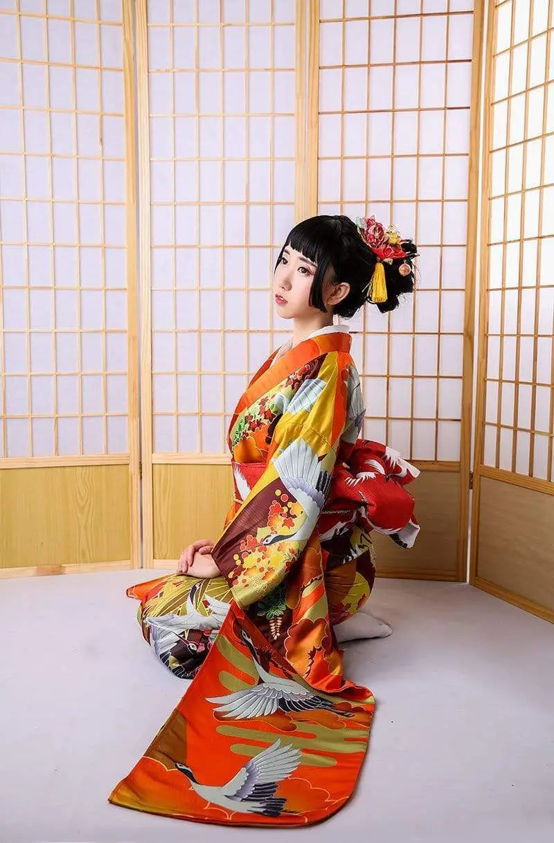 Furisode women's Kimono | Japanese Temple