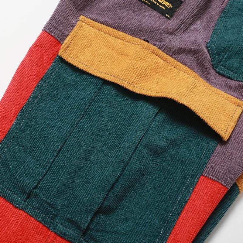 Hip Hip Pants Vintage Color Block Patchwork Corduroy Cargo Harem Pant Streetwear Harajuku Jogger Sweatpant Cotton Trousers 2019