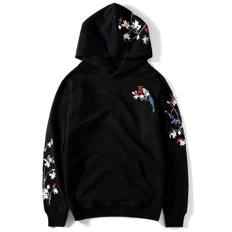 Japanese Birds Embroidered </br> Hoodie