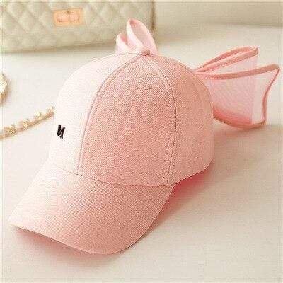 Japanese Cap New Fashion Korea Lovely Hats Black Pink White Colors Cotton Mesh Mark Bow Caps for Women Girls Big Bowknot Baseball Cap