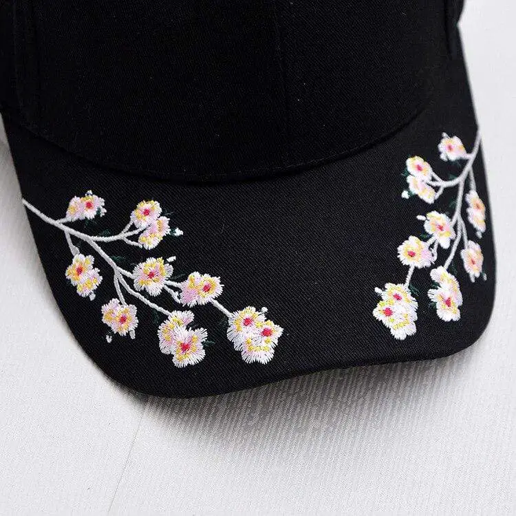 Cherry Blossom Dad Hat, Black