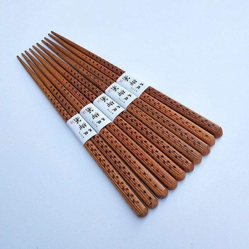Japanese Chopsticks - Japanese Wooden Chopsticks Set Sesame Pattern High Mahogany Chopsticks Creative Tableware Couple Chopsticks Five Pairs Gift Box