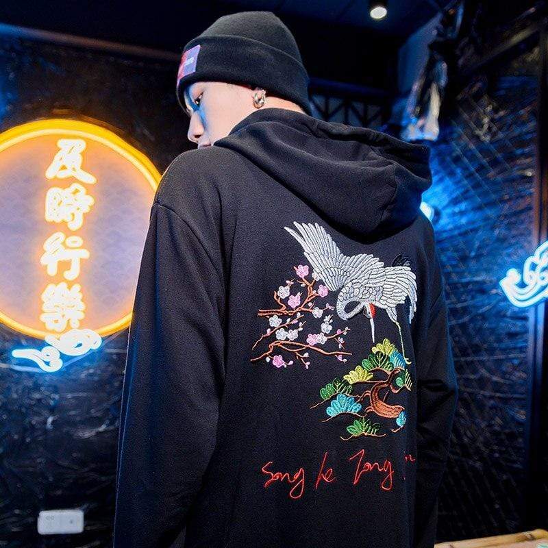 Japanese Crane Printed Streetwear  </br> Hoodie