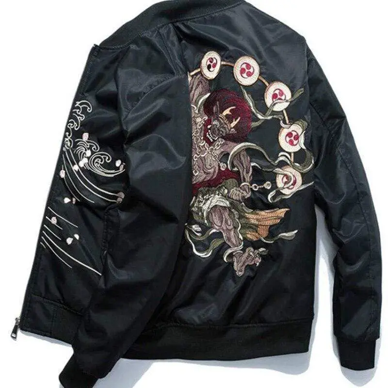 Japanese Embroidered Bomber | Japanaese Temple - Japanese Temple