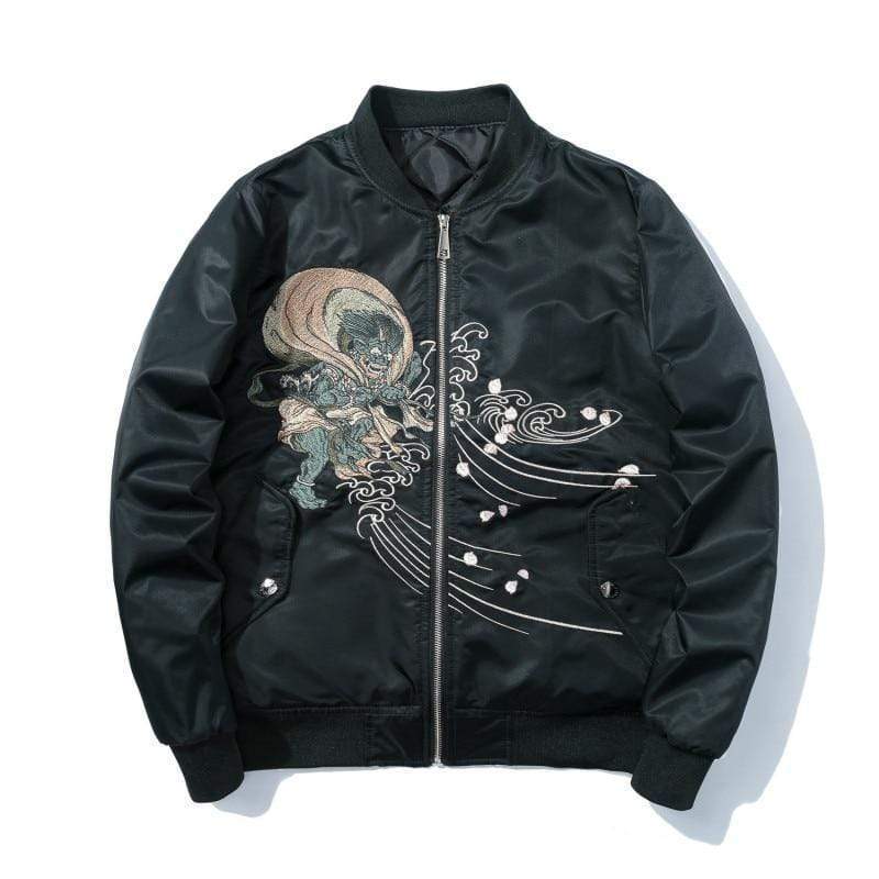 Japanese Embroidered Bomber | Japanaese Temple - Japanese Temple