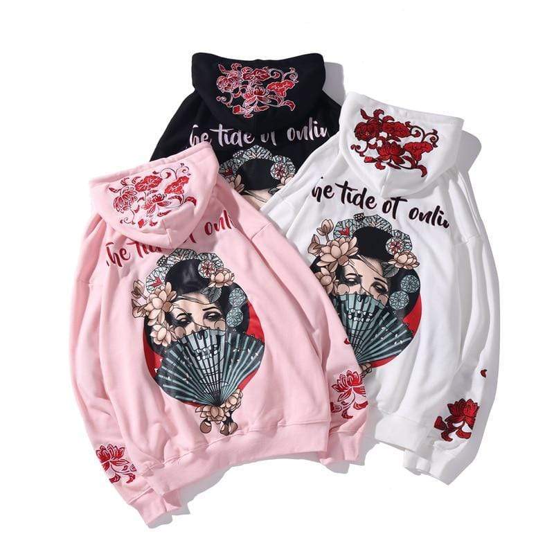 Japanese Embroidered Geisha  </br> Hoodie