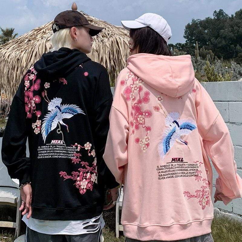 Japanese Embroidered Tsuru  </br> Hoodie
