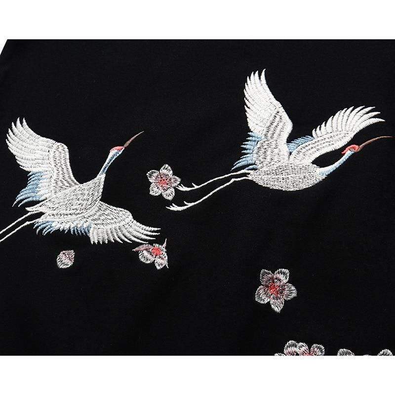Japanese  Embroidered Tsuru  </br> Hoodie