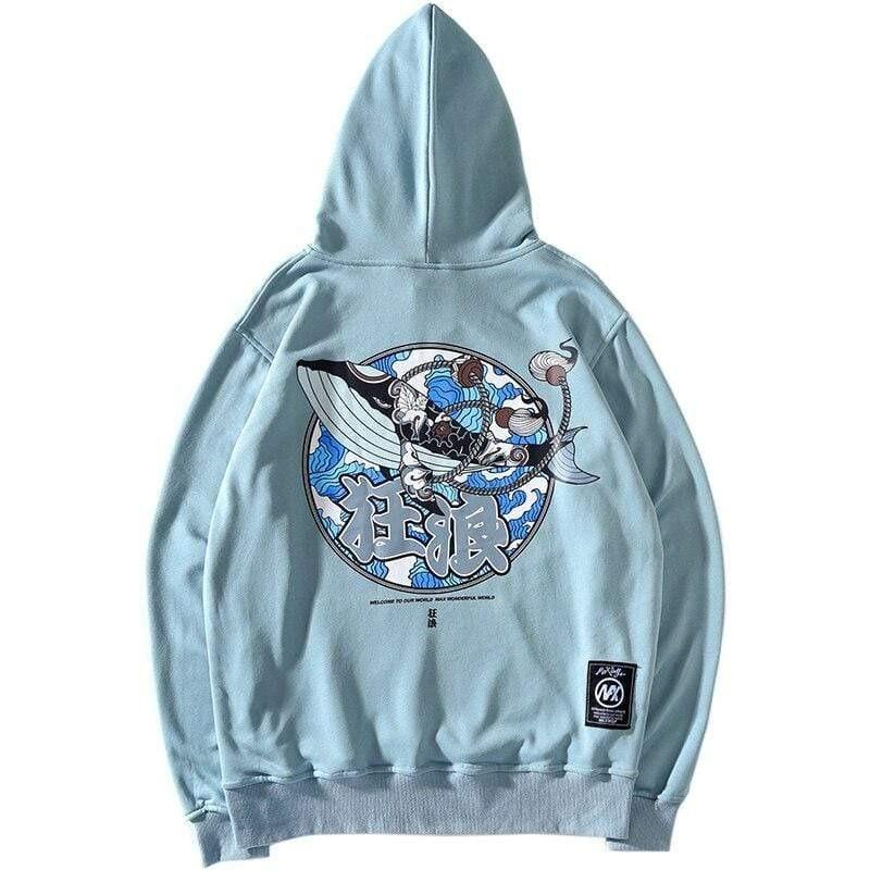 KH9015 Blue Koi Embroidery Hoodie