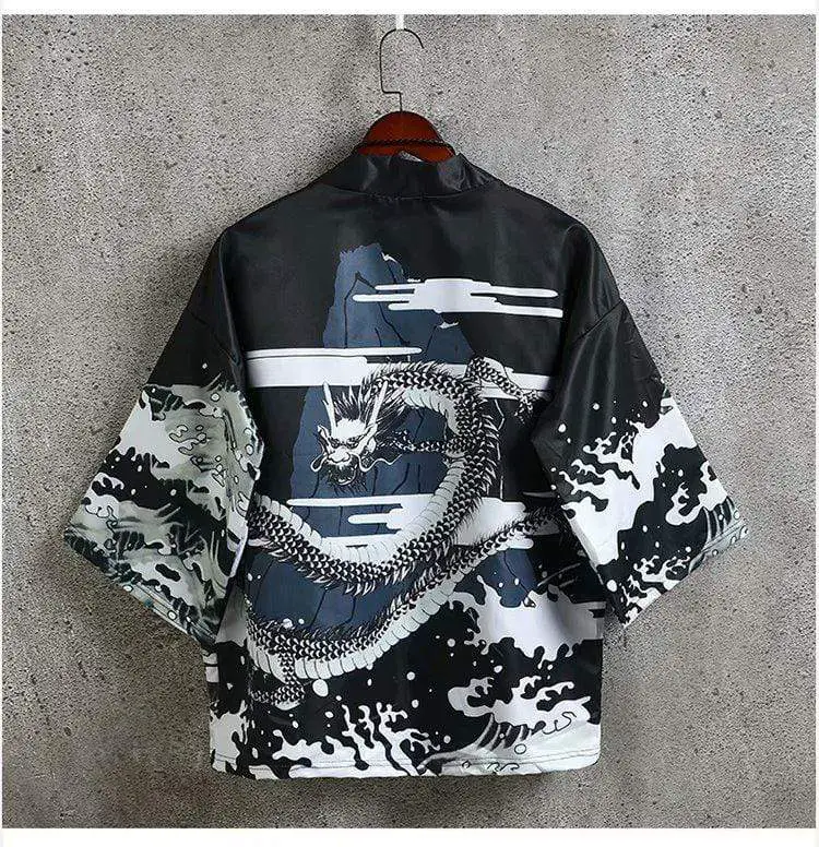 PRIJOUHE Men's Lightweight Kimono Jacket Seven Sleeve Open Front Cardigan  Coat J | eBay