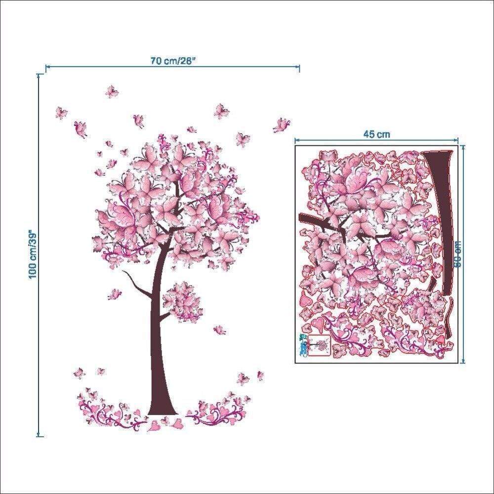 Japanese Wall Decals - Pink Butterfly Tree