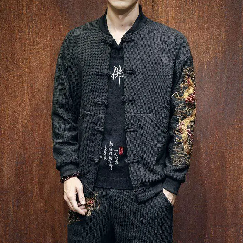 Men Embroidered Kimono Cardigan