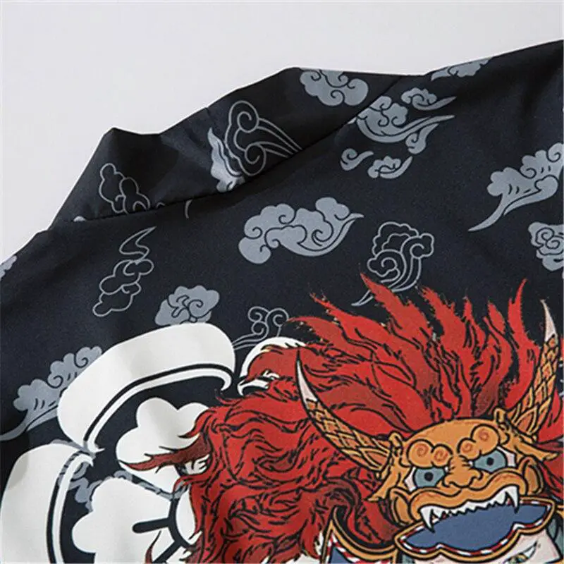 Anime Cartoon Cat Pattern Men's Kimono Jackets Japanese Costume