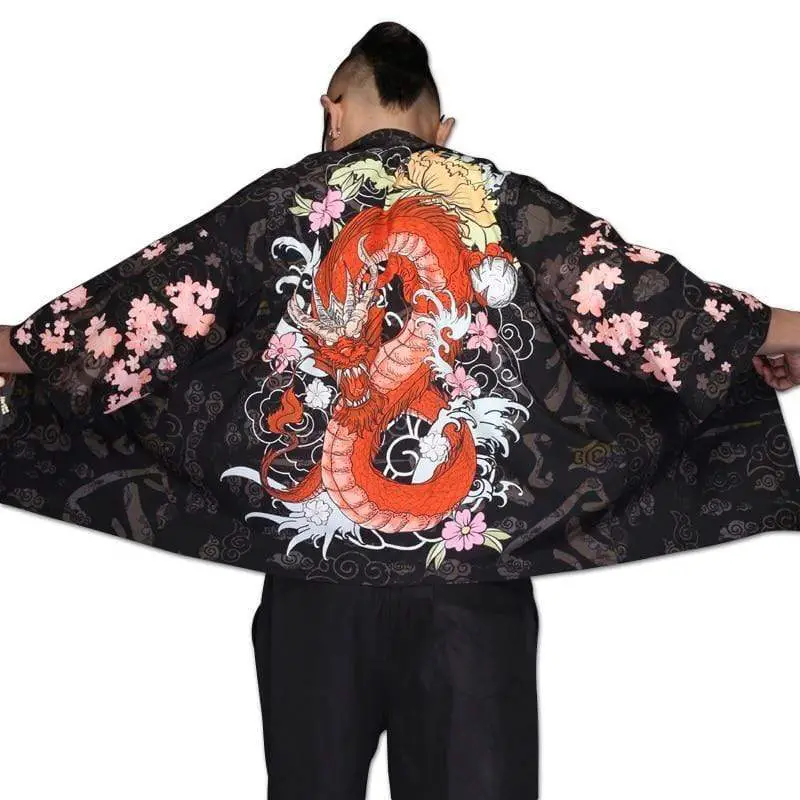 Japanese Temple Dragon Trip Kimono Jacket