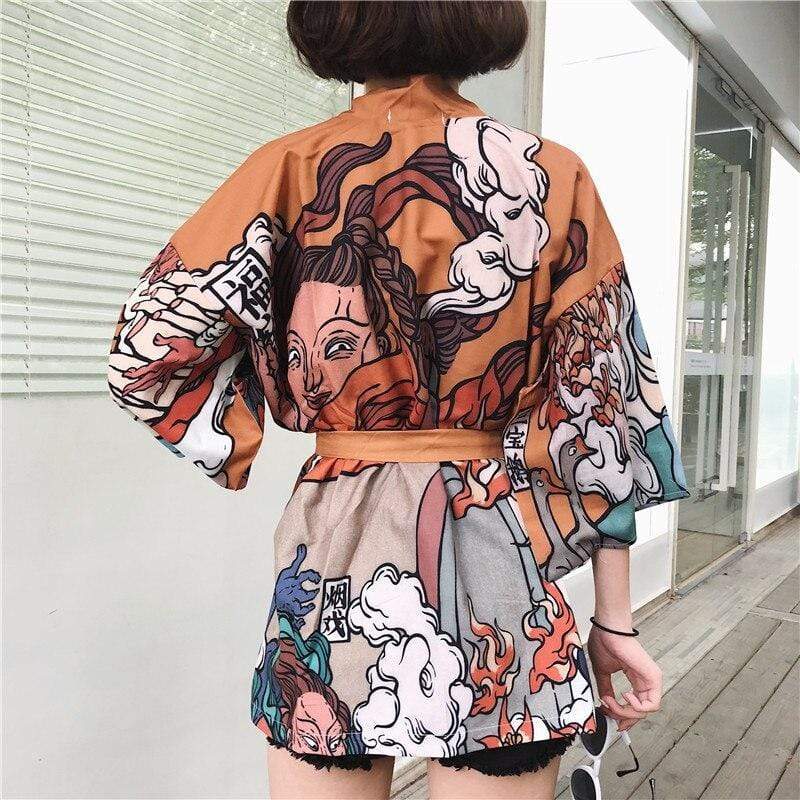 ladies japanese dress White Kimono - Sleeve Art Kimono 148 54.5 Kimono Typical Japanese Dress Anime
