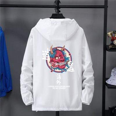 Men Fashion Hip Hop Windbreaker Jackets Japanese Casual Hooded Jackets Streetwear Men Women Loose Harajuku Devil Coat Male