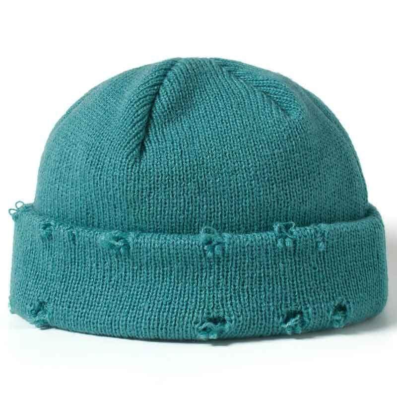 Men Hip Hop Harajuku Skullies Beanies Hats Ripped Holes Knitted Hats Plain 2020 Autumn Winter Soft Cotton Warm Caps