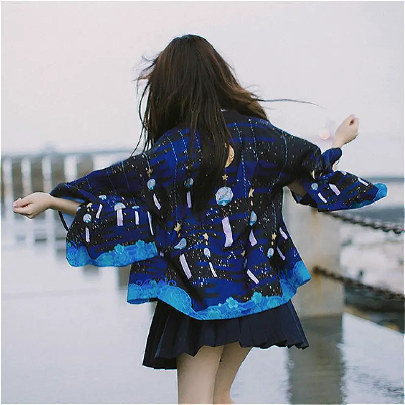 Hare and Moon Kimono Jacket in Midnight