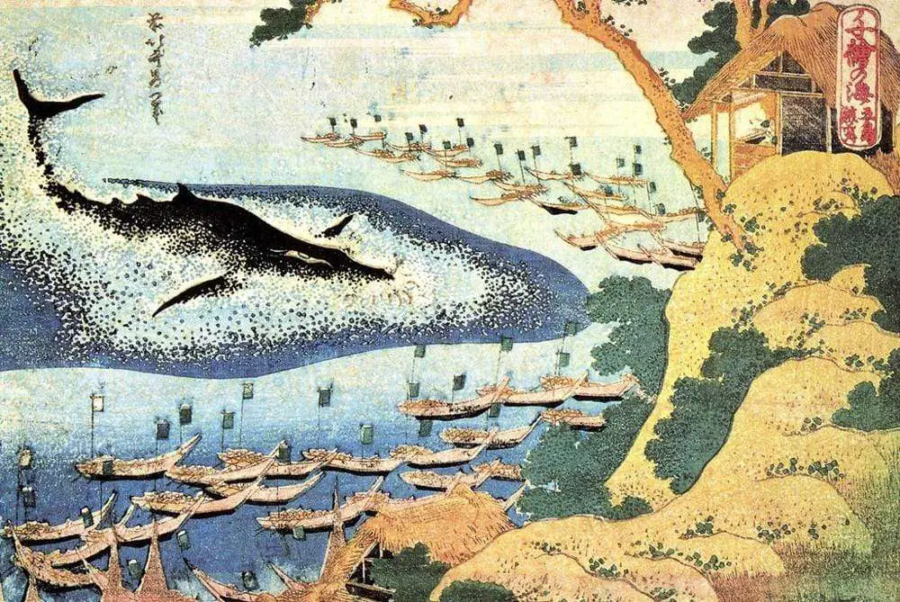 Ocean Landscape and whaling Print </br> Japanese Woodblock print