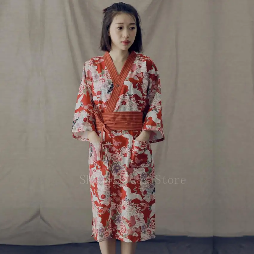 Red crane pattern </br> Women's Yukata