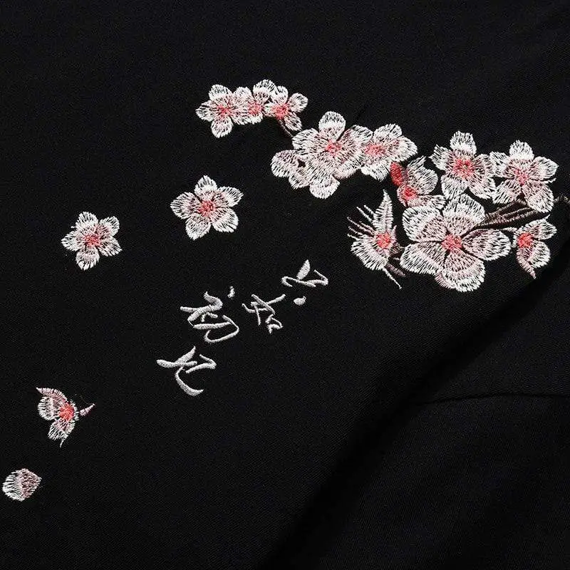 Japanese T-Shirt Embroidered Sakura