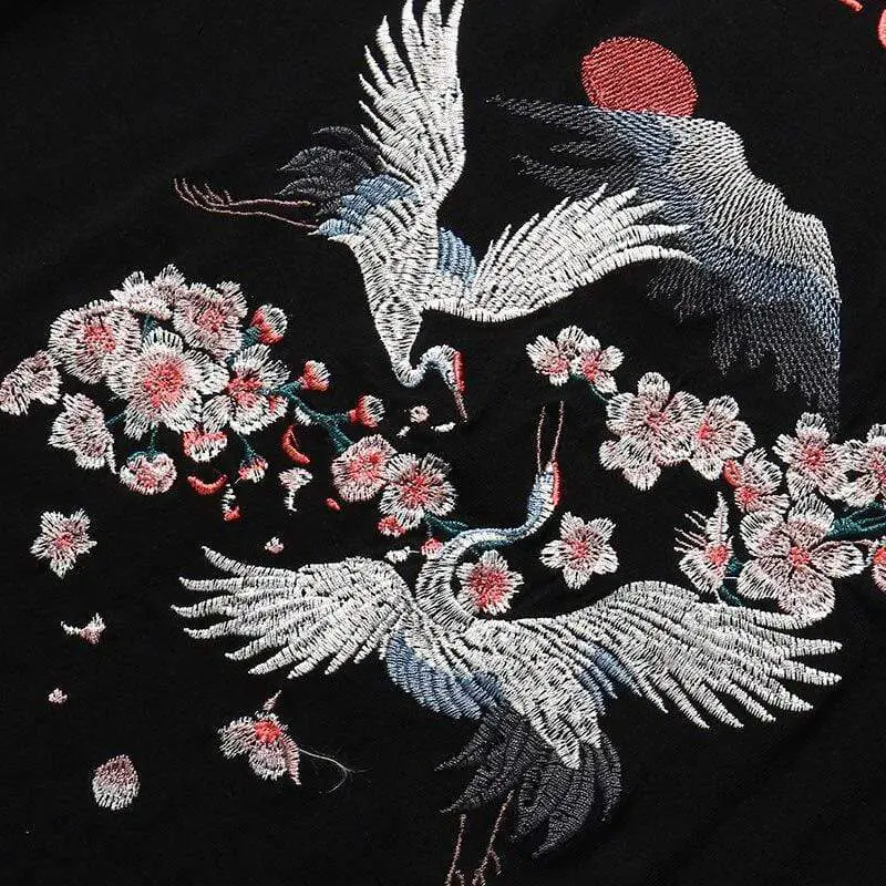 Sakura Lucky Crane Japanese T-shirt | Japanese Temple