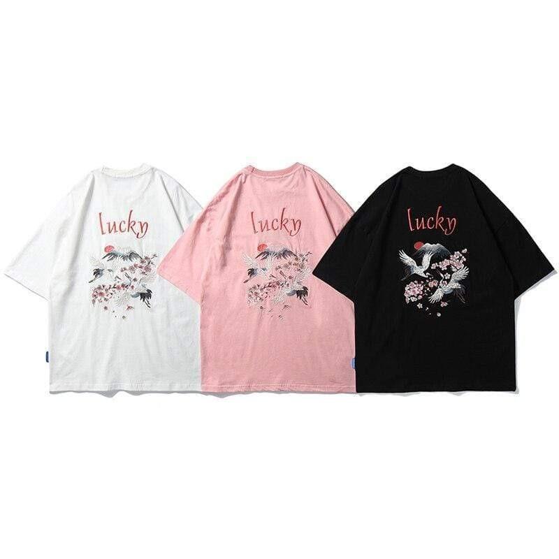 Sakura Lucky Crane </br> Japanese T-shirt