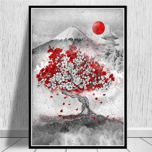 Sakura Mount Fuji </br> Japanese Painting
