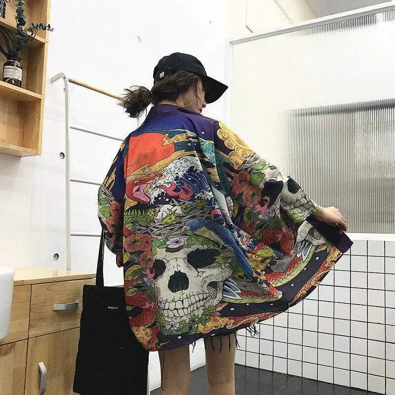 Skull Colored Kimono Jacket
