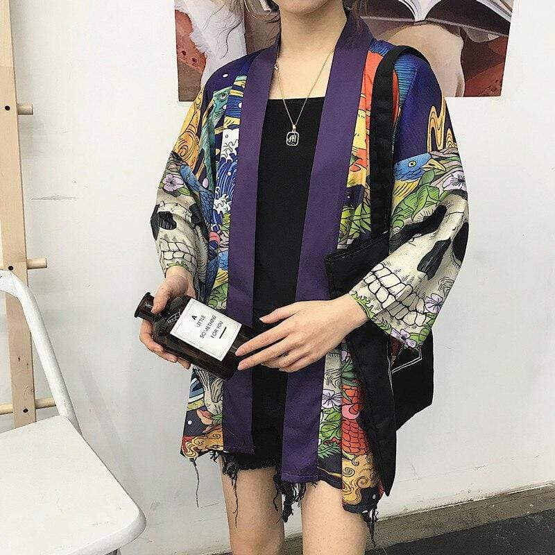 Skull Colored Kimono Jacket