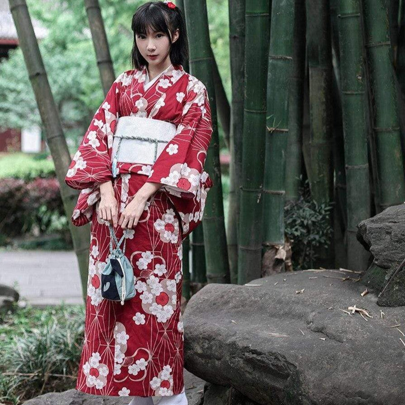 Crane Pattern Women's Kimono - Japanese Temple