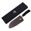 YOUSUNLONG Santoku 7 inch Pro Chef Knife Japanese VG10 Hammered Damascus Natural Ebony Wood Handle with Leather Sheath